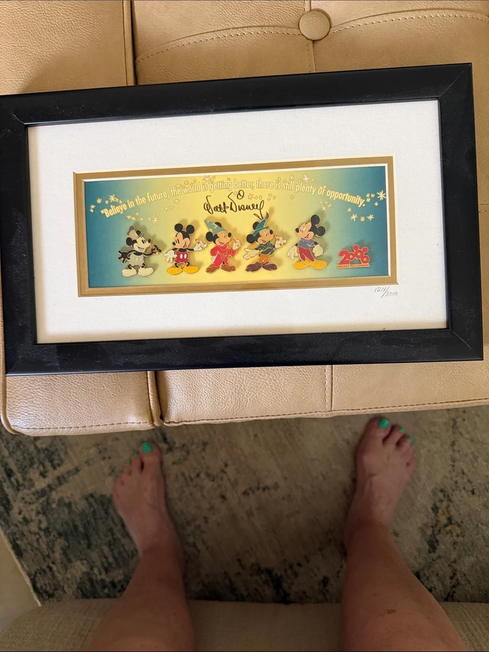 Disney Mickey Mouse Framed Art - Blue, Gold & Black 2000 Mickey Millennium